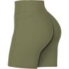 imageSunzel No Front Seam Biker Shorts for Women with Pockets Yoga Workout Gym Bike Shorts with Tummy ControlOlive Green