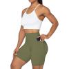 imageSunzel No Front Seam Biker Shorts for Women with Pockets Yoga Workout Gym Bike Shorts with Tummy ControlOlive Green