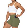 imageSunzel No Front Seam Biker Shorts for Women with Pockets Yoga Workout Gym Bike Shorts with Tummy ControlOlive Green