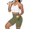 imageSunzel No Front Seam Biker Shorts for Women with Pockets Yoga Workout Gym Bike Shorts with Tummy ControlOlive Green
