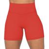imageSunzel No Front Seam Biker Shorts for Women with Pockets Yoga Workout Gym Bike Shorts with Tummy ControlOrange Red