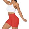 imageSunzel No Front Seam Biker Shorts for Women with Pockets Yoga Workout Gym Bike Shorts with Tummy ControlOrange Red