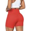 imageSunzel No Front Seam Biker Shorts for Women with Pockets Yoga Workout Gym Bike Shorts with Tummy ControlOrange Red