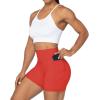 imageSunzel No Front Seam Biker Shorts for Women with Pockets Yoga Workout Gym Bike Shorts with Tummy ControlOrange Red