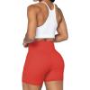 imageSunzel No Front Seam Biker Shorts for Women with Pockets Yoga Workout Gym Bike Shorts with Tummy ControlOrange Red