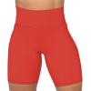 imageSunzel No Front Seam Biker Shorts for Women with Pockets Yoga Workout Gym Bike Shorts with Tummy ControlOrange Red