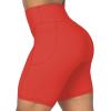imageSunzel No Front Seam Biker Shorts for Women with Pockets Yoga Workout Gym Bike Shorts with Tummy ControlOrange Red