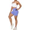 imageSunzel No Front Seam Biker Shorts for Women with Pockets Yoga Workout Gym Bike Shorts with Tummy ControlPeriwinkle