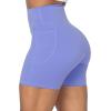 imageSunzel No Front Seam Biker Shorts for Women with Pockets Yoga Workout Gym Bike Shorts with Tummy ControlPeriwinkle