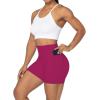 imageSunzel No Front Seam Biker Shorts for Women with Pockets Yoga Workout Gym Bike Shorts with Tummy ControlSangria
