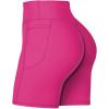 imageSunzel No Front Seam Biker Shorts for Women with Pockets Yoga Workout Gym Bike Shorts with Tummy ControlSonic Pink