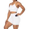 imageSunzel No Front Seam Biker Shorts for Women with Pockets Yoga Workout Gym Bike Shorts with Tummy ControlWhite