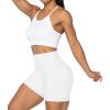 imageSunzel No Front Seam Biker Shorts for Women with Pockets Yoga Workout Gym Bike Shorts with Tummy ControlWhite