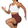 imageSunzel No Front Seam Biker Shorts for Women with Pockets Yoga Workout Gym Bike Shorts with Tummy ControlWine Red