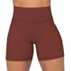 imageSunzel No Front Seam Biker Shorts for Women with Pockets Yoga Workout Gym Bike Shorts with Tummy ControlWine Red
