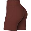 imageSunzel No Front Seam Biker Shorts for Women with Pockets Yoga Workout Gym Bike Shorts with Tummy ControlWine Red