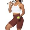 imageSunzel No Front Seam Biker Shorts for Women with Pockets Yoga Workout Gym Bike Shorts with Tummy ControlWine Red