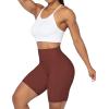 imageSunzel No Front Seam Biker Shorts for Women with Pockets Yoga Workout Gym Bike Shorts with Tummy ControlWine Red
