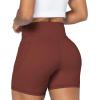 imageSunzel No Front Seam Biker Shorts for Women with Pockets Yoga Workout Gym Bike Shorts with Tummy ControlWine Red