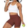 imageSunzel No Front Seam Biker Shorts for Women with Pockets Yoga Workout Gym Bike Shorts with Tummy ControlWine Red