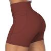 imageSunzel No Front Seam Biker Shorts for Women with Pockets Yoga Workout Gym Bike Shorts with Tummy ControlWine Red