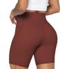 imageSunzel No Front Seam Biker Shorts for Women with Pockets Yoga Workout Gym Bike Shorts with Tummy ControlWine Red