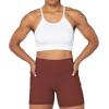 imageSunzel No Front Seam Biker Shorts for Women with Pockets Yoga Workout Gym Bike Shorts with Tummy ControlWine Red