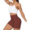 imageSunzel No Front Seam Biker Shorts for Women with Pockets Yoga Workout Gym Bike Shorts with Tummy ControlWine Red