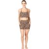 imageSunzel No Front Seam Biker Shorts for Women with Pockets Yoga Workout Gym Bike Shorts with Tummy ControlYellow Leopard