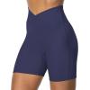 imageSunzel Sunzfly Crossover Biker Shorts for Women No Front Seam V High Waist Yoga Workout Gym Shorts with Tummy ControlAsh Blue
