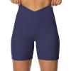 imageSunzel Sunzfly Crossover Biker Shorts for Women No Front Seam V High Waist Yoga Workout Gym Shorts with Tummy ControlAsh Blue