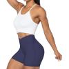 imageSunzel Sunzfly Crossover Biker Shorts for Women No Front Seam V High Waist Yoga Workout Gym Shorts with Tummy ControlAsh Blue