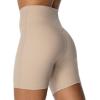 imageSunzel Sunzfly Crossover Biker Shorts for Women No Front Seam V High Waist Yoga Workout Gym Shorts with Tummy ControlBeige
