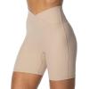 imageSunzel Sunzfly Crossover Biker Shorts for Women No Front Seam V High Waist Yoga Workout Gym Shorts with Tummy ControlBeige
