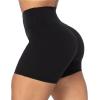 imageSunzel Sunzfly Crossover Biker Shorts for Women No Front Seam V High Waist Yoga Workout Gym Shorts with Tummy ControlBlack
