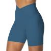 imageSunzel Sunzfly Crossover Biker Shorts for Women No Front Seam V High Waist Yoga Workout Gym Shorts with Tummy ControlBlue Gray
