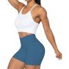 imageSunzel Sunzfly Crossover Biker Shorts for Women No Front Seam V High Waist Yoga Workout Gym Shorts with Tummy ControlBlue Gray