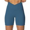 imageSunzel Sunzfly Crossover Biker Shorts for Women No Front Seam V High Waist Yoga Workout Gym Shorts with Tummy ControlBlue Gray