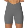 imageSunzel Sunzfly Crossover Biker Shorts for Women No Front Seam V High Waist Yoga Workout Gym Shorts with Tummy ControlCharcoal Gray
