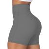 imageSunzel Sunzfly Crossover Biker Shorts for Women No Front Seam V High Waist Yoga Workout Gym Shorts with Tummy ControlCharcoal Gray