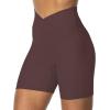 imageSunzel Sunzfly Crossover Biker Shorts for Women No Front Seam V High Waist Yoga Workout Gym Shorts with Tummy ControlChocolate Brown