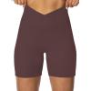 imageSunzel Sunzfly Crossover Biker Shorts for Women No Front Seam V High Waist Yoga Workout Gym Shorts with Tummy ControlChocolate Brown