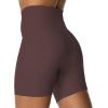imageSunzel Sunzfly Crossover Biker Shorts for Women No Front Seam V High Waist Yoga Workout Gym Shorts with Tummy ControlChocolate Brown
