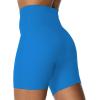 imageSunzel Sunzfly Crossover Biker Shorts for Women No Front Seam V High Waist Yoga Workout Gym Shorts with Tummy ControlClassic Blue