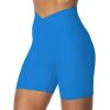 imageSunzel Sunzfly Crossover Biker Shorts for Women No Front Seam V High Waist Yoga Workout Gym Shorts with Tummy ControlClassic Blue