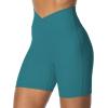 imageSunzel Sunzfly Crossover Biker Shorts for Women No Front Seam V High Waist Yoga Workout Gym Shorts with Tummy ControlDeep Lagoon