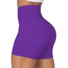 imageSunzel Sunzfly Crossover Biker Shorts for Women No Front Seam V High Waist Yoga Workout Gym Shorts with Tummy ControlElectric Purple