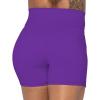 imageSunzel Sunzfly Crossover Biker Shorts for Women No Front Seam V High Waist Yoga Workout Gym Shorts with Tummy ControlElectric Purple
