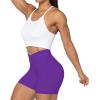 imageSunzel Sunzfly Crossover Biker Shorts for Women No Front Seam V High Waist Yoga Workout Gym Shorts with Tummy ControlElectric Purple