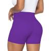 imageSunzel Sunzfly Crossover Biker Shorts for Women No Front Seam V High Waist Yoga Workout Gym Shorts with Tummy ControlElectric Purple